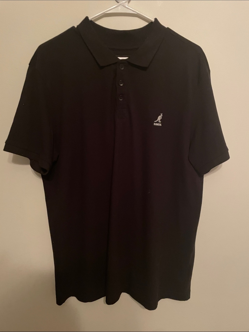 Kangol Black Polo with Embroidered Kangaroo Logo